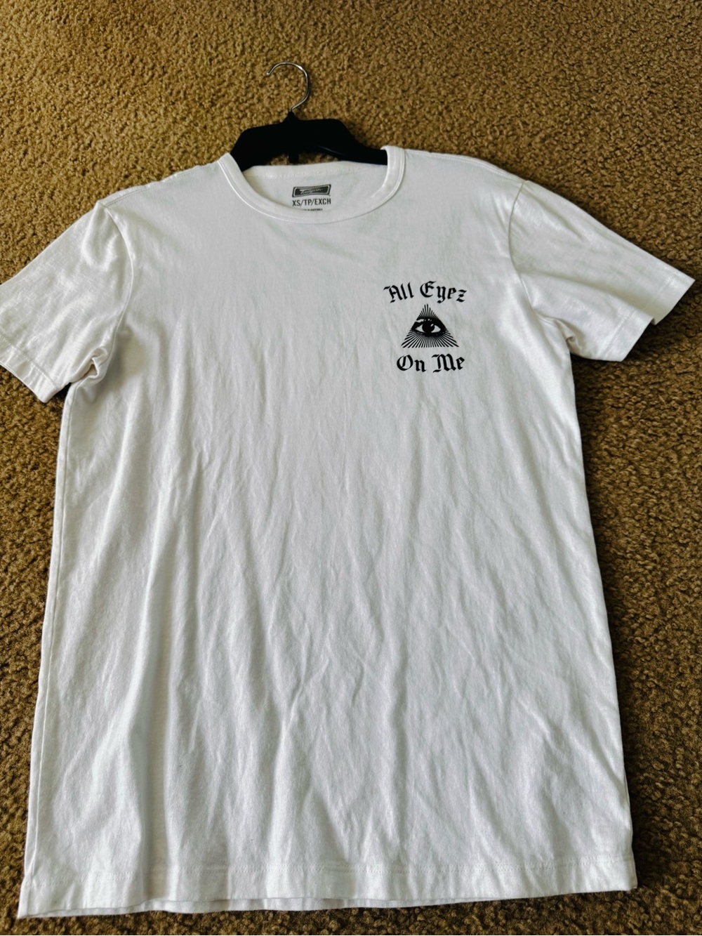 White Short Sleeve Tee with 'All Eyez On Me' Black Chest Graphic - Picture 5 of 5